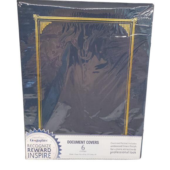 Document Covers Certificate Holder Oversized Embossed Linen Finish Geographics - Picture 1 of 8